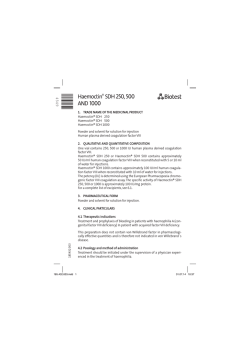 Haemoctin&reg; SDH 250, 500 AND 1000
