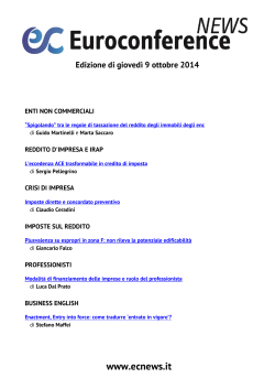 Edizione di gioved&igrave; 9 ottobre 2014