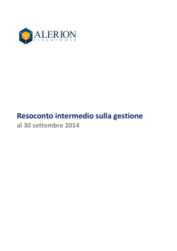 Resoconto intermedio di gestione al 30 settembre 2014