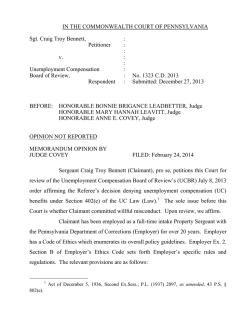 IN THE COMMONWEALTH COURT OF PENNSYLVANIA Sgt. Craig