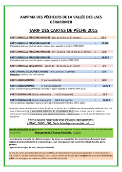 TARIF DES CARTES DE PÊCHE 2015