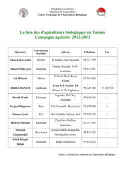Liste des apiculteurs biologiques en Tunisie