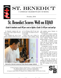 Oct 2014 Newsletter - St. Benedict Catholic Elementary School