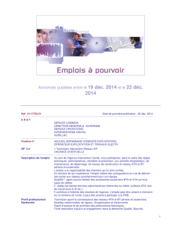 Annonces publiées entre le 19 déc. 2014 et le 22 déc.
