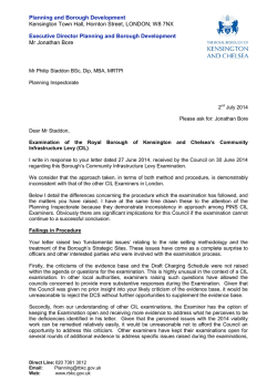 Response from RBKC to Examiner