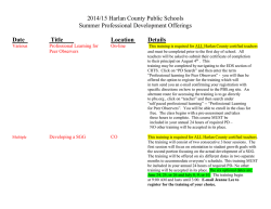 Harlan County Public Schools Summer Professional Development