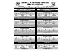 Jr. NBA Practice Schedule