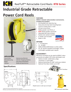 RTB Retractable Cord Reel Specification Sheet