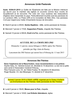 Feuille dominicale - Unit&eacute; pastorale 3