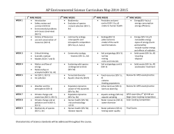 AP Environmental Science Curriculum Map 2014-2015