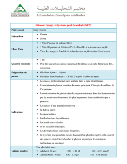 Glucose Sang Glycemie post Prandiale GPP