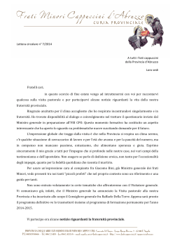 lettera del 22 agosto 2014 - Frati Cappuccini Italiani