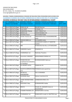 HEARING SCHEDULE ON MAY 2014 IN NYARUGENGE