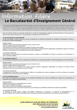 Information Fili&egrave;re - Lyc&eacute;e de Chamali&egrave;res