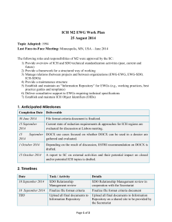 ICH M2 EWG Work Plan 25 August 2014