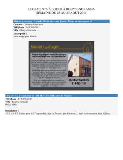 logements à louer à rouyn-noranda semaine du 25 au 29 août 2014