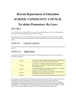 Hawaii Department of Education SCHOOL COMMUNITY COUNCIL