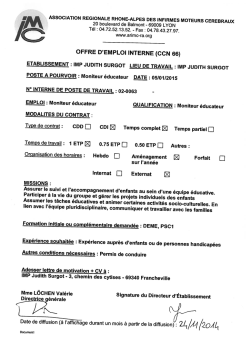 Fiche de poste - ARIMC, Association R&eacute;gionale Rh&ocirc;ne
