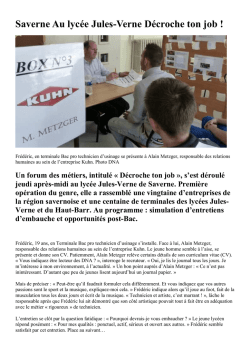 DNA 14 avril 2014 : d&eacute;croche ton job - Lyc&eacute;e du Haut-Barr