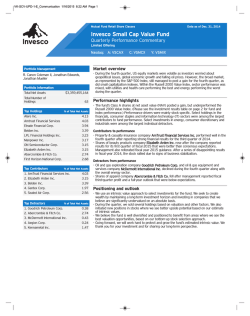 Invesco Small Cap Value Fund Quarterly Performance Update (PDF)
