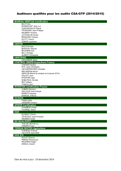 Auditeurs qualifiés pour les audits CSA_juin 2014