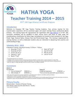 HATHA YOGA Teacher Training 2014 – 2015
