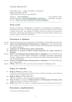Aurelia Deshayes - Curiculum Vitae - IECL
