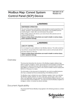 Modbus Map: Conext System Control Panel (SCP) Device