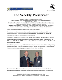 October 24 - The Rotary Club of Calgary West