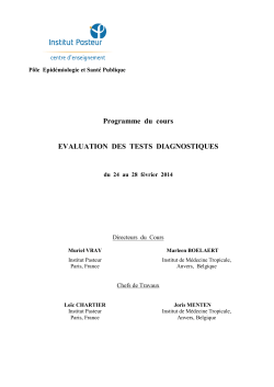 Programme du cours EVALUATION DES TESTS