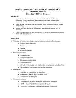 DONN&Eacute;ES CLIMATIQUES : ACQUISITION, INTERPR&Eacute;TATION ET