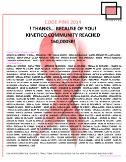 code pink 2014 ! thanks… because of you! kinetico community