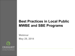 Best Practices in Local Public MWBE and SBE Programs