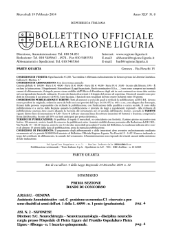 Bollettino ufficiale della Regione Liguria n.8 del 19 febbraio 2014
