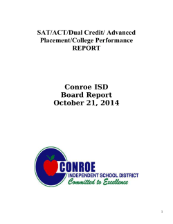 October, 2014 SAT/ACT/AP/Dual Credit Performance Report