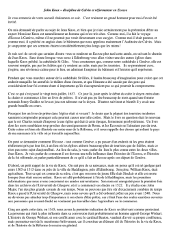 John Knox &ndash; discipline de Calvin et r&eacute;formateur en Ecosse Je vous