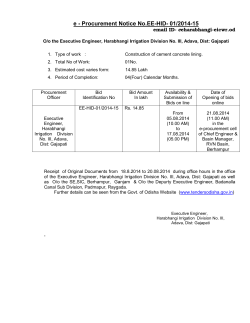 e - Procurement Notice No.EE-HID- 01/2014-15