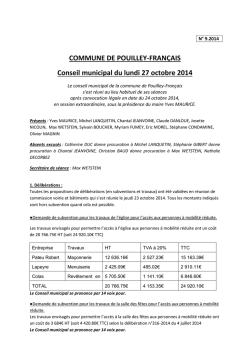 PV du conseil municipal du 29 octobre 2014 - Pouilley