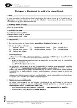 Nettoyage et d&eacute;sinfection du mat&eacute;riel de physioth&eacute;rapie