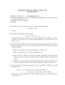 INTRODUCTION TO MODAL LOGIC 2014 HOMEWORK 4