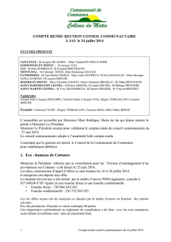 Conseil du 24 Juillet 2014 - Communauté de communes des