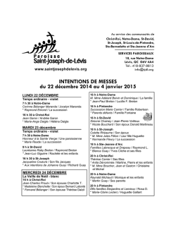 INTENTIONS DE MESSES du 22 d&eacute;cembre 2014 au 4 janvier 2015