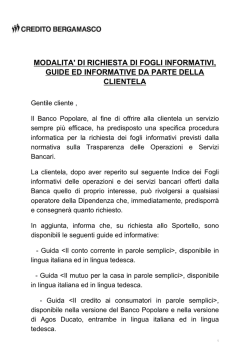 Indice dei Fogli Informativi