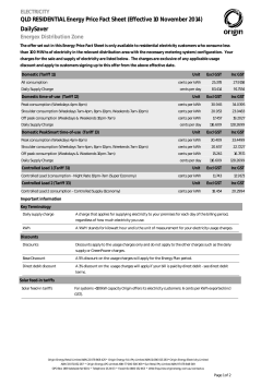 QLD RESIDENTIAL Energy Price Fact Sheet