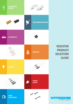 RESISTOR PRODUCT SELECTION GUIDE