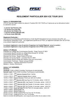 REGLEMENT PARTICULIER SSV ICE TOUR 2015