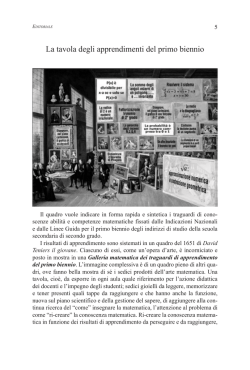 La tavola degli apprendimenti del primo biennio