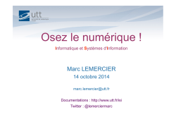 14 octobre 2014 : présentation du programme ISI aux TC
