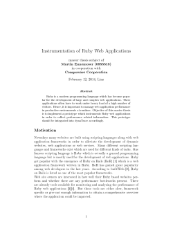 Instrumentation of Ruby Web Applications Motivation