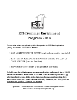 RTH Summer Enrichment Program 2014 2013